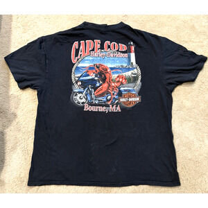 Harley Davidson Cape Cod Tee Mens Black 2011 Front and Back Lobster Hit Size 2XL